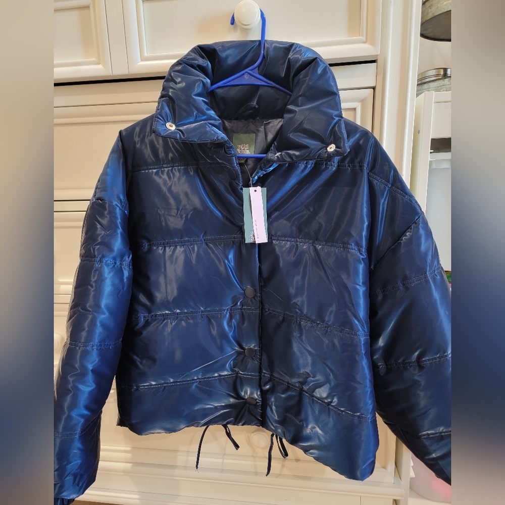 Wild Fable NWT Metallic Blue Puffer - Picture 3 of 5